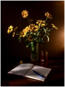 Still life chamomile notebook