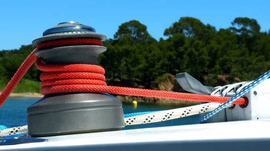 Pulley deck fittings rope photo
