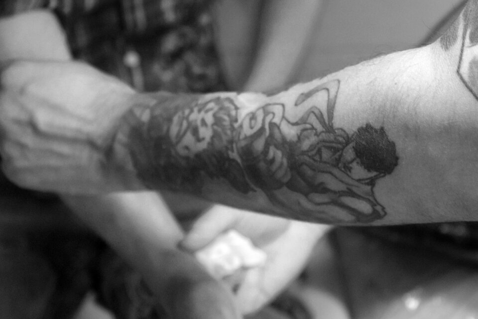 Tattoo guatemala black and white man