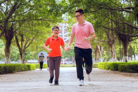 A person jogging laugh