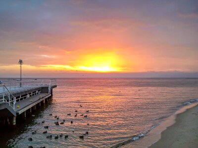 The sun east ocean