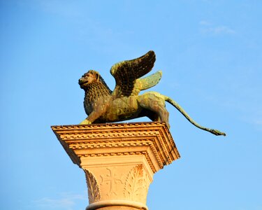 Bronze statue winged lion animal