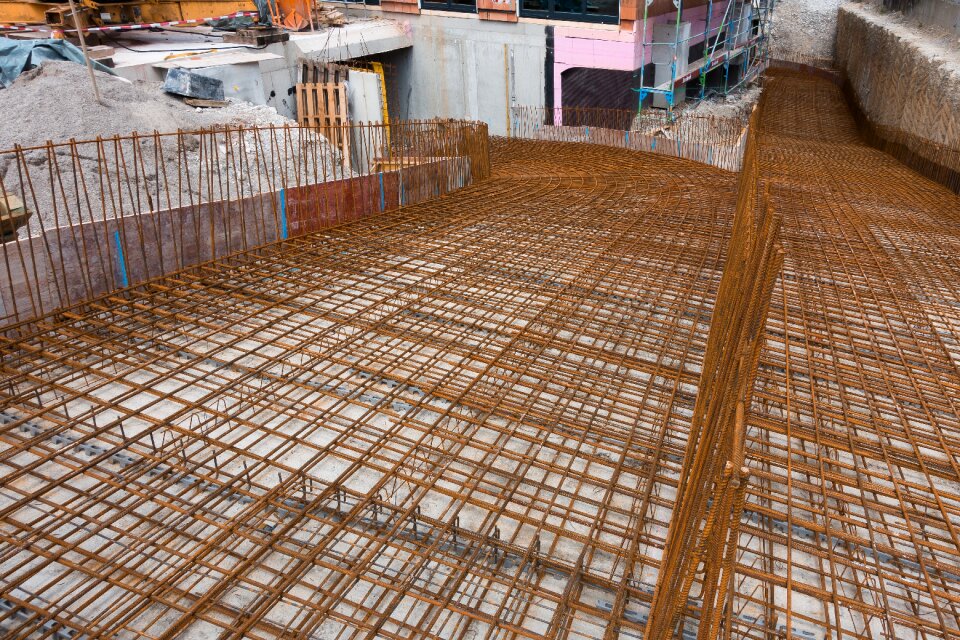 Reinforcement underground car park construction site photo