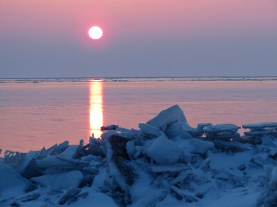 Calm beach ice