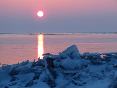 Calm beach ice photo