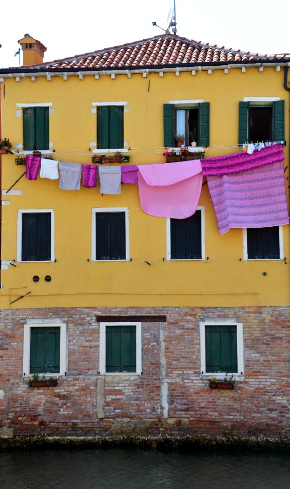 Purple yellow dry laundry