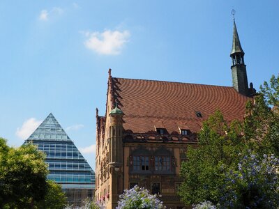 Town hall glass pyramid library photo