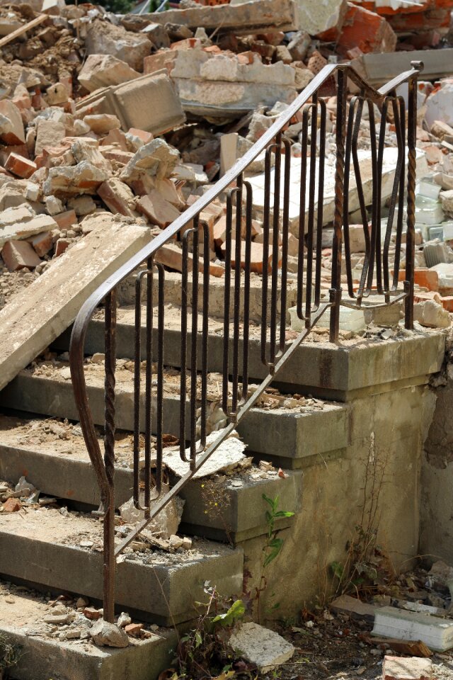 Demolition house stairs railing