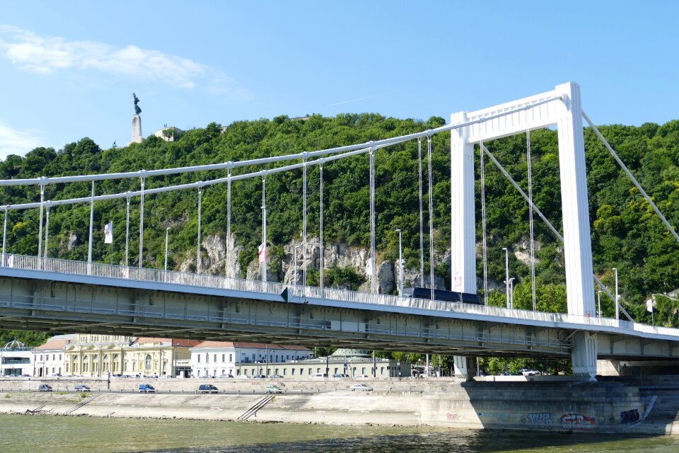 Bank of the danube river bridge photo