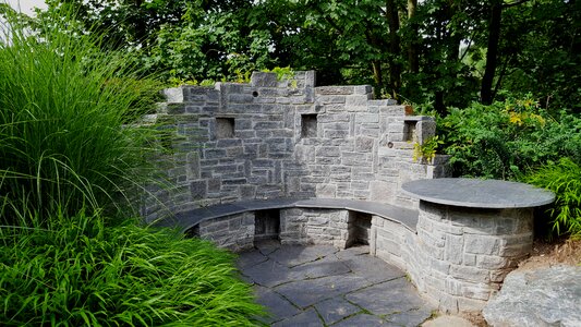 Natural stone seating area garden