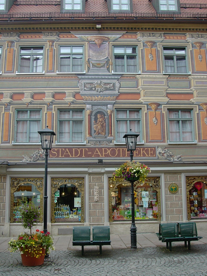 City pharmacy imposing facade