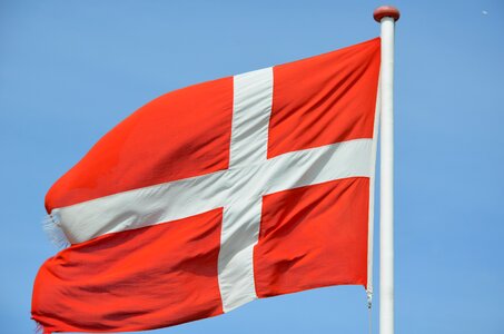 Danish waving flag flagpole photo