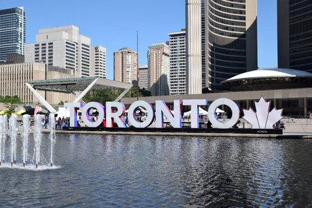 Fountain blue sky canada photo