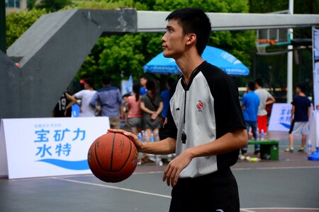 Tianhe sports center man the referee