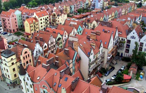 Old town colored townhouses superstructure