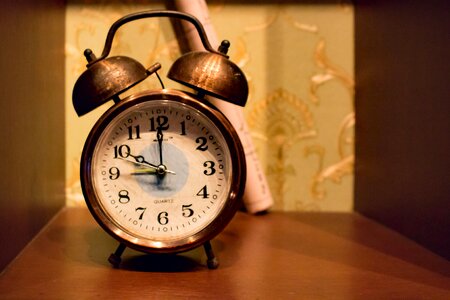 Old alarm clock wood