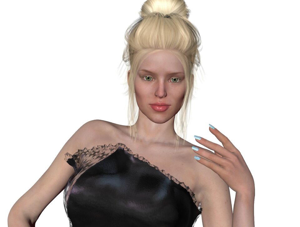 Computer generated image blonde hair nail polish