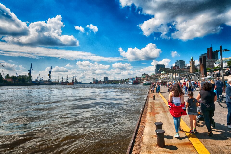 Hamburg landungsbrücken elbe hanseatic city photo