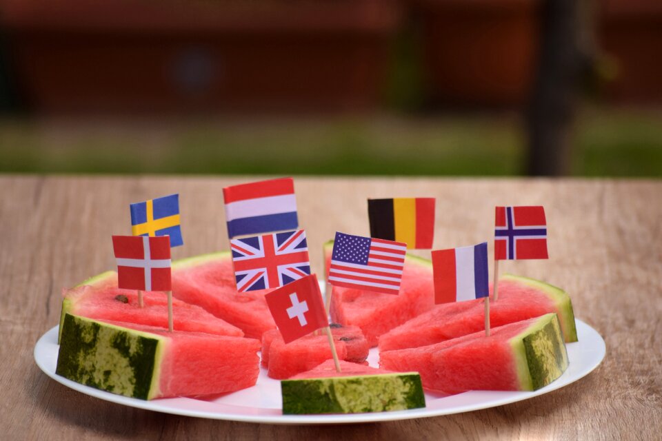Flags world fruit