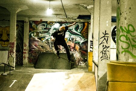 Skateboard skating jump photo