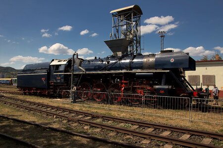 Retro railway steam locomotive photo