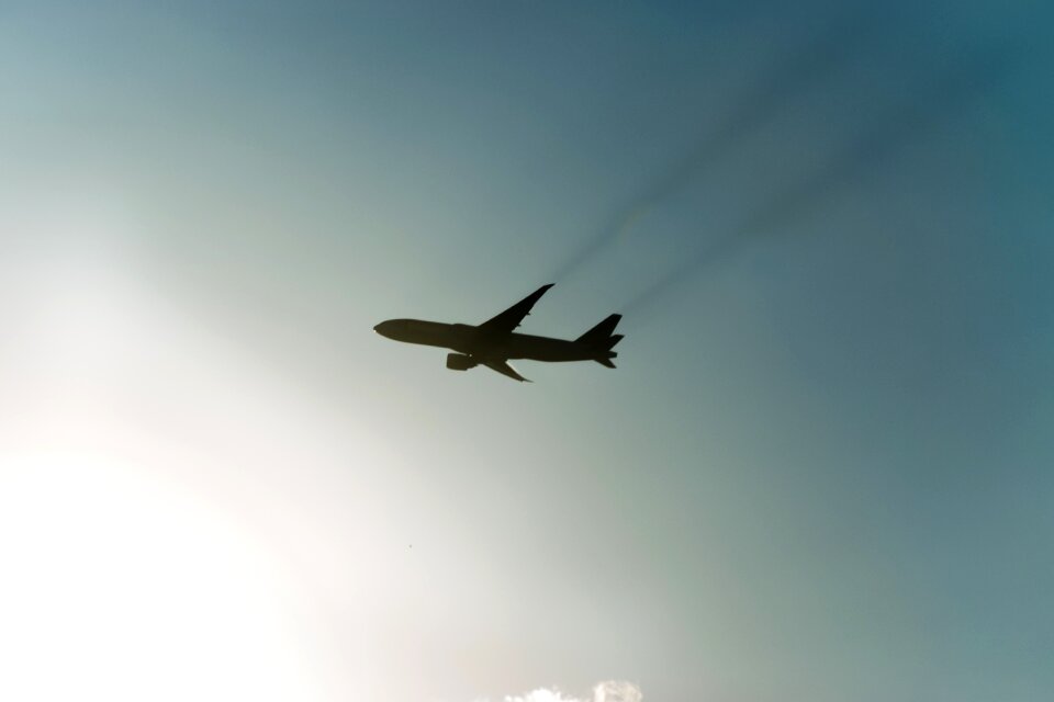 Clear sky and plane cloud sun plane