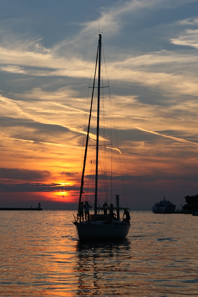 Lake balaton sailing night view