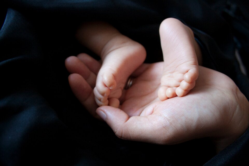 Hand open hand parent photo