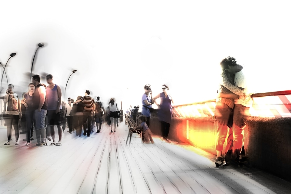 Urban cityscape blured people