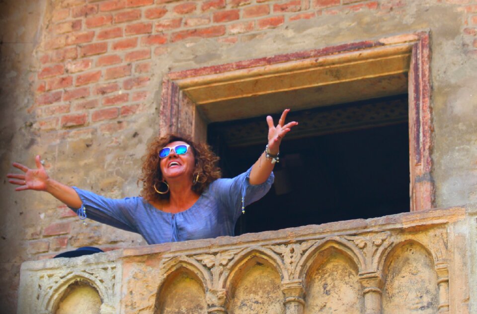 Hands woman balcony