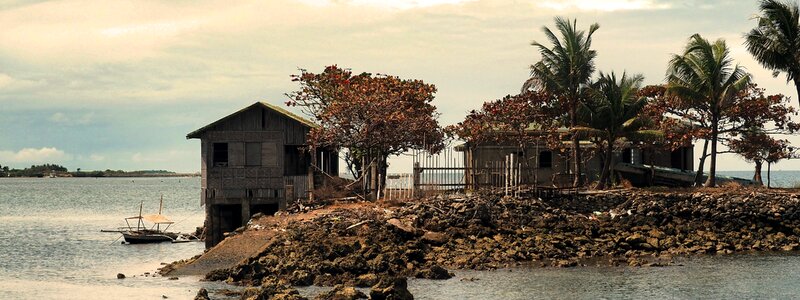 Island outcrop huts photo