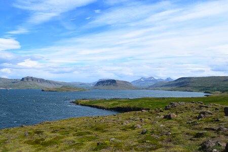 Fjord grass coast photo