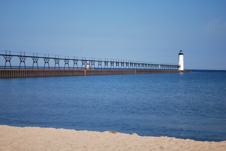 Beach pier lake michigan