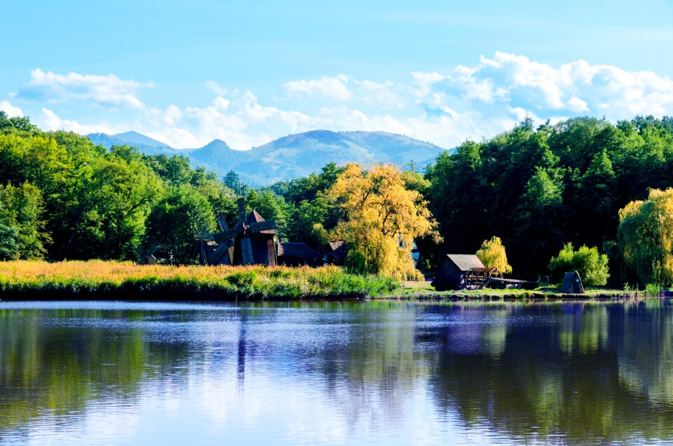 Blue sky water spring