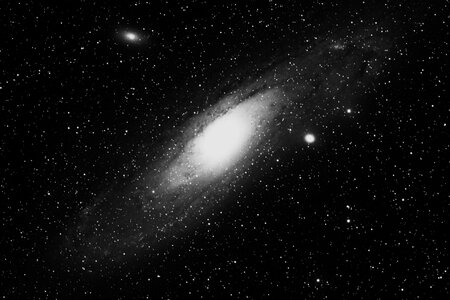 Andromeda black white galaxy photo