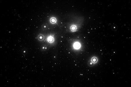 The pleiades black white galaxy