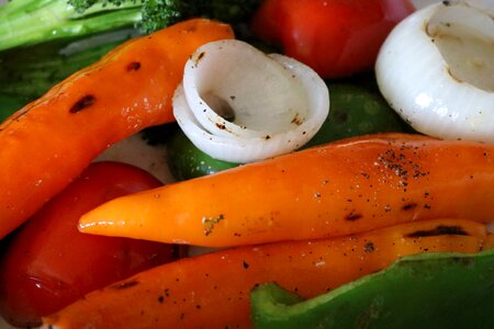 Tomatoes onions broccoli photo