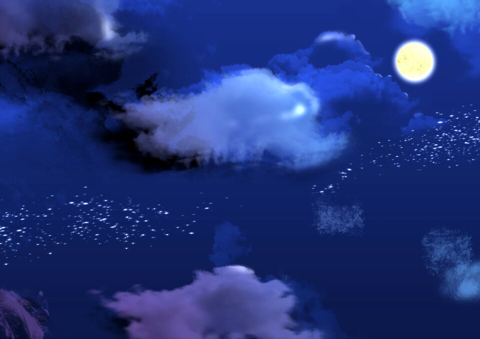 Night cloud moon