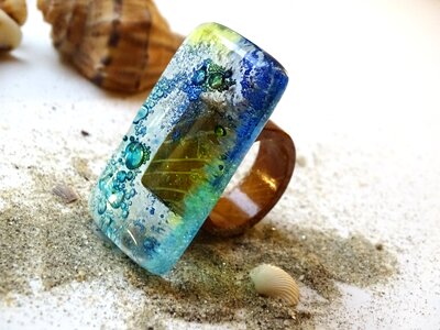 One of a kind ring blue aquamarine