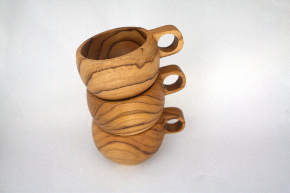 Cup glass teak wood