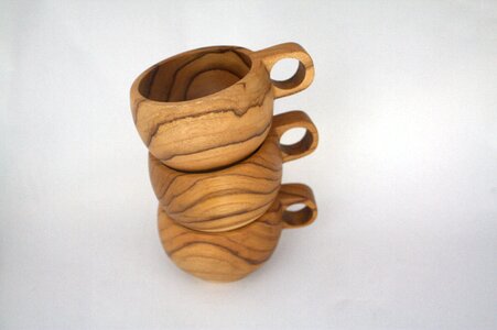 Cup glass teak wood