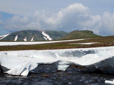 Volcano the snow summer photo