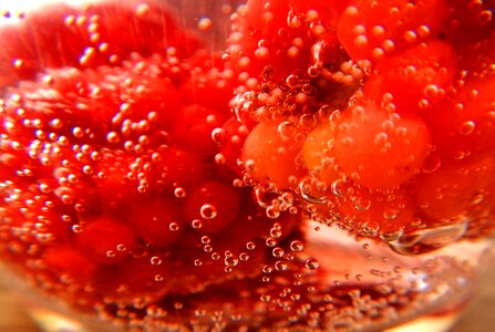 Raspberries soda bubbles