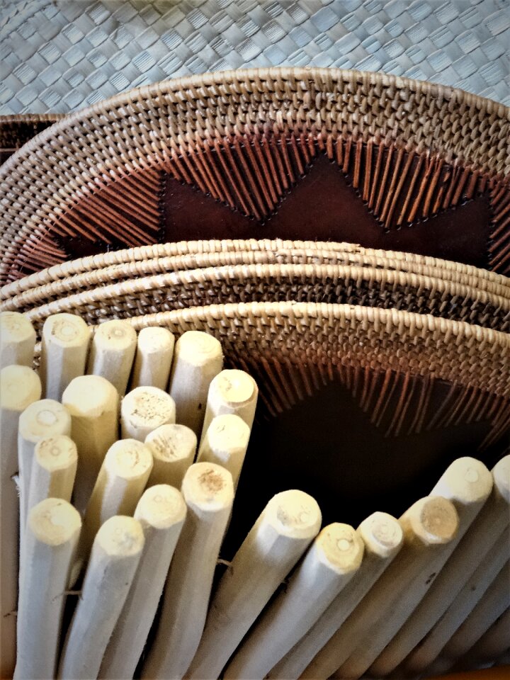Reputed bast basket weave