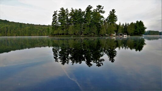 Dawn tranquil reflection