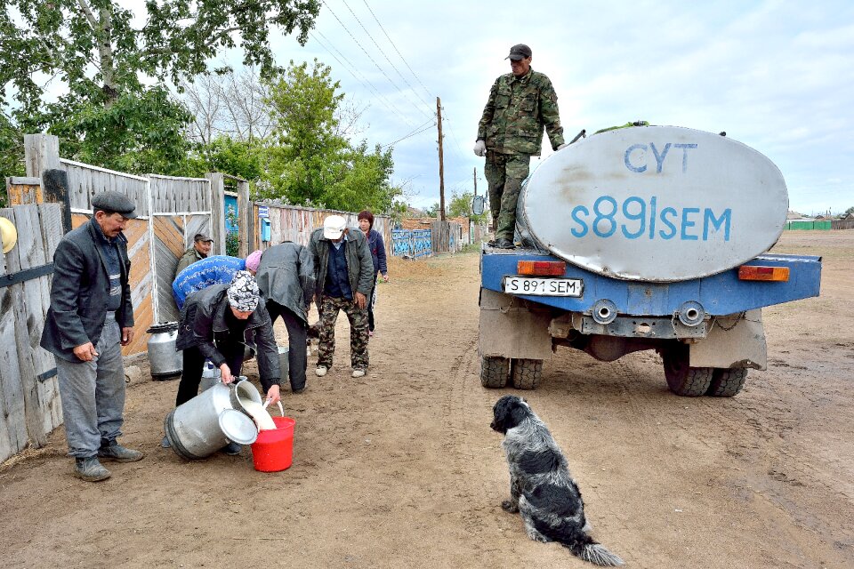 Kazakhstan village milk