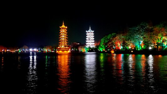 The twin towers guilin night view