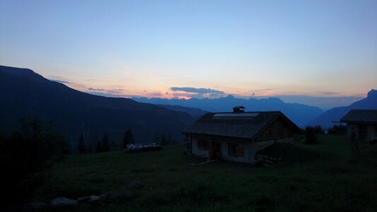 Sunset mountain chalet photo