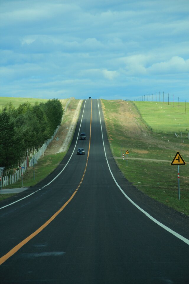 Blue sky prairie highway