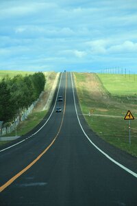 Blue sky prairie highway